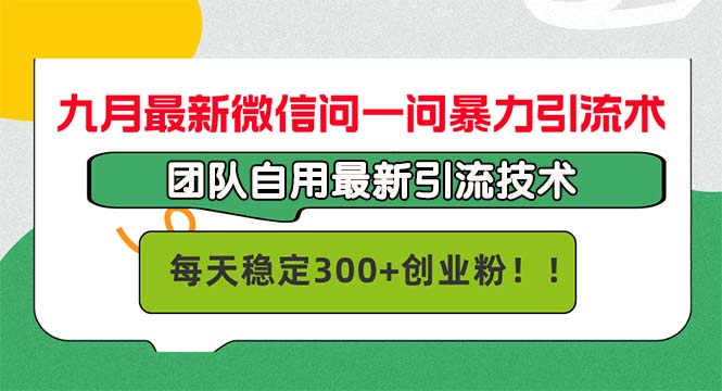 （12735期）九月最新微信问一问暴力引流术，团队自用引流术，每天稳定创…_免费分享网络创业,副业,信息差项目的老牌资源整合平台！金铲子项目