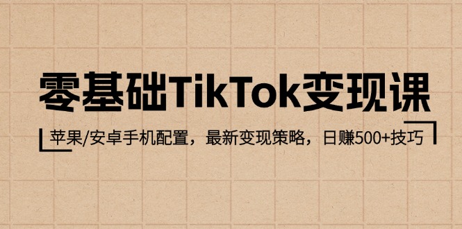 （12723期）零基础TikTok课：苹果/安卓手机配置，最新策略，技巧_免费分享网络创业,副业,信息差项目的老牌资源整合平台！金铲子项目