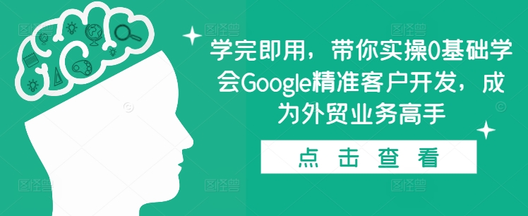 学完即用，带你实操0基础学会Google精准客户开发，成为外贸业务高手_免费分享网络创业,副业,信息差项目的老牌资源整合平台！金铲子项目