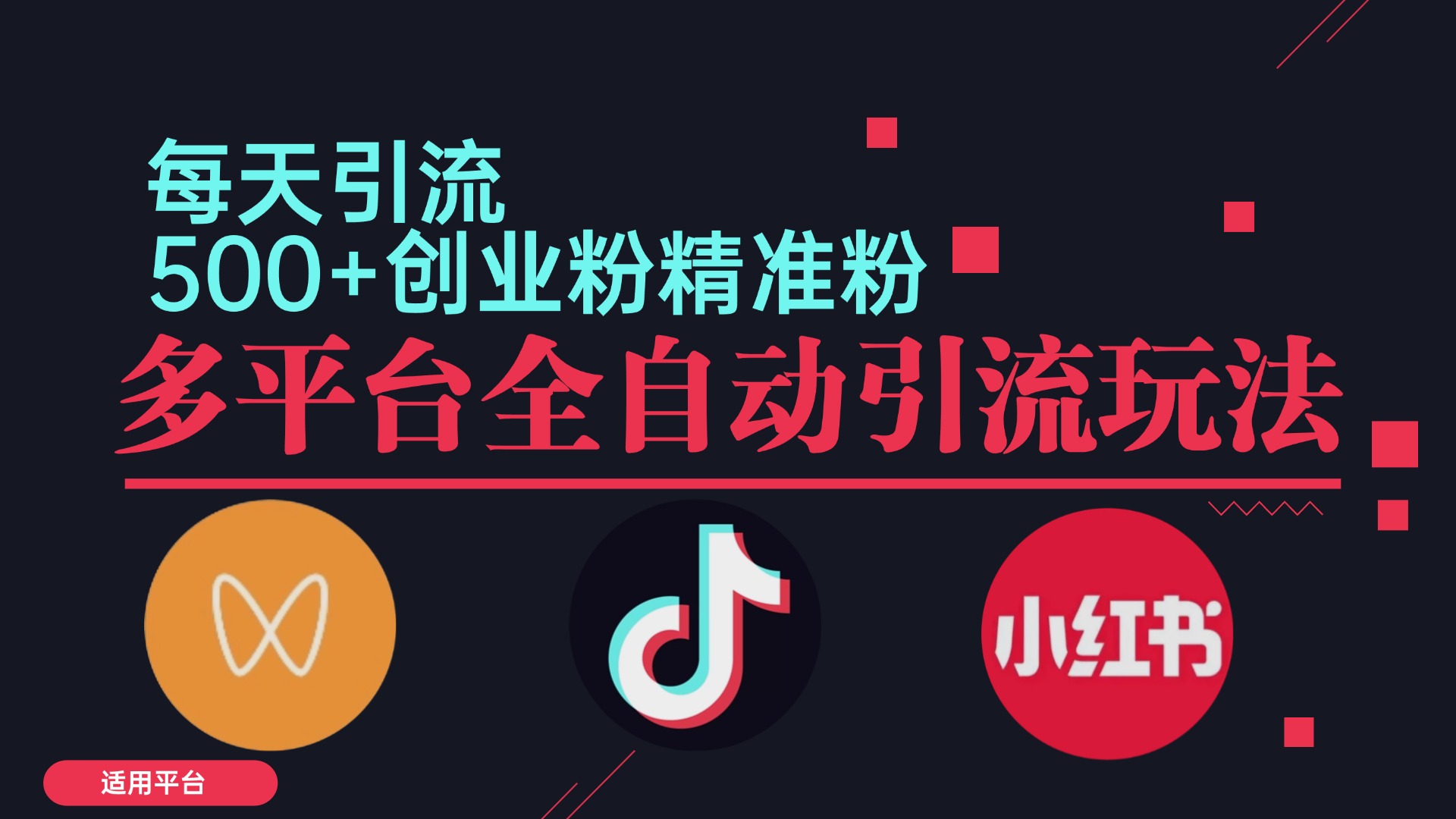 （12765期）小红书抖音视频号截流自热全平台引流打法，全自动引流【日引精准…_免费分享网络创业,副业,信息差项目的老牌资源整合平台！金铲子项目