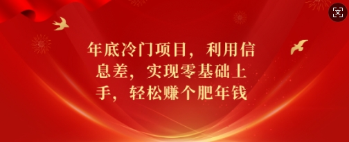年底冷门项目，利用信息差，实现零基础上手，赚个肥年钱_免费分享网络创业,副业,信息差项目的老牌资源整合平台！金铲子项目