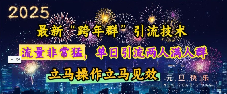 最新“跨年群”引流，流量非常猛，单日引流两人满人群，立马操作立马见效_免费分享网络创业,副业,信息差项目的老牌资源整合平台！金铲子项目
