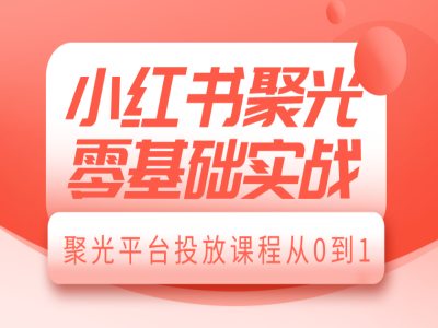 小红书聚光零基础实战，聚光平台投放课程从0到1_免费分享网络创业,副业,信息差项目的老牌资源整合平台！金铲子项目