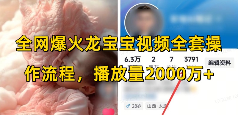 全网爆火龙宝宝视频全套操作流程，播放量2000万_免费分享网络创业,副业,信息差项目的老牌资源整合平台！金铲子项目