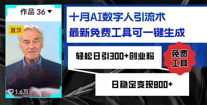 （12963期）十月AI数字人引流术，最新免费工具可一键生成，日引创业粉日稳…_免费分享网络创业,副业,信息差项目的老牌资源整合平台！金铲子项目