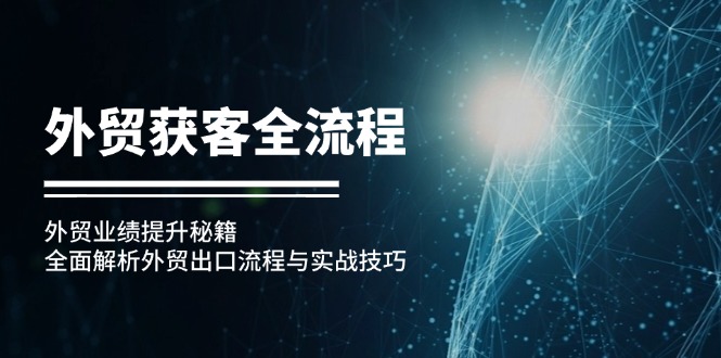 （12982期）外贸获客全流程：外贸业绩提升秘籍：全面解析外贸出口流程与实战技巧_免费分享网络创业,副业,信息差项目的老牌资源整合平台！金铲子项目