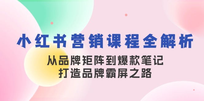 （13017期）小红书营销课程全解析，从品牌矩阵到爆款笔记，打造品牌霸屏之路_免费分享网络创业,副业,信息差项目的老牌资源整合平台！金铲子项目