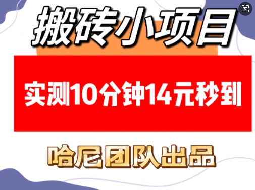 搬砖小项目，实测10分钟14元秒到，每天稳定几张(赠送必看稳定)_免费分享网络创业,副业,信息差项目的老牌资源整合平台！金铲子项目