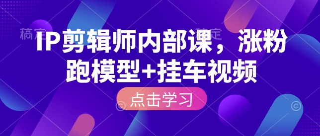 IP剪辑师内部课，涨粉跑模型挂车视频_免费分享网络创业,副业,信息差项目的老牌资源整合平台！金铲子项目