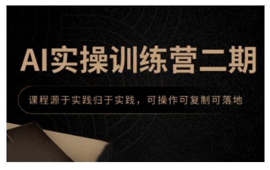 AI实操训练营二期，课程源于实践归于实践，可操作可复制可落地_免费分享网络创业,副业,信息差项目的老牌资源整合平台！金铲子项目