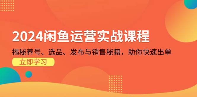（13290期）2024闲鱼运营实战课程：揭秘养号、选品、发布与销售秘籍，助你快速出单_免费分享网络创业,副业,信息差项目的老牌资源整合平台！金铲子项目