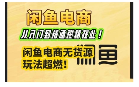 闲鱼电商实战课，从入门到精通秘籍在此，闲鱼电商无货源玩法超燃_免费分享网络创业,副业,信息差项目的老牌资源整合平台！金铲子项目