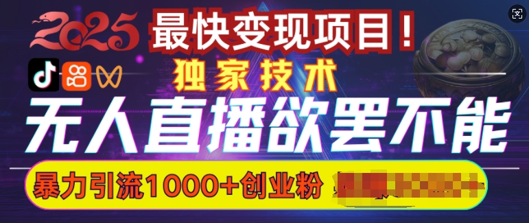欲罢不能的无人直播引流，超暴力日引流高质量精准创业粉_免费分享网络创业,副业,信息差项目的老牌资源整合平台！金铲子项目