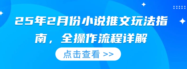25年2月份小说推文玩法指南，全操作流程详解_免费分享网络创业,副业,信息差项目的老牌资源整合平台！金铲子项目