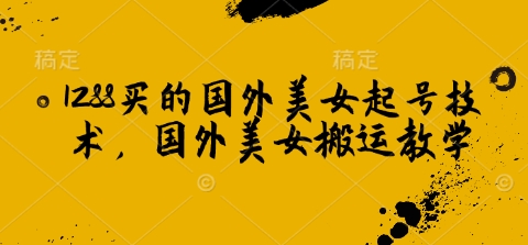 1288买的国外美女起号技术，国外美女搬运教学_免费分享网络创业,副业,信息差项目的老牌资源整合平台！金铲子项目