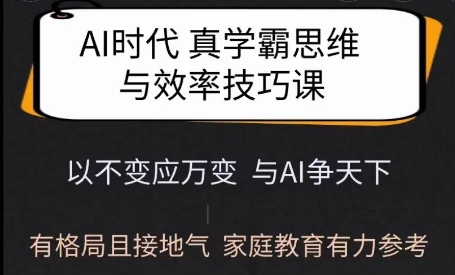 Ai时代真学霸思维与学习方法课，有格局且接地气，家庭教育有力参考_免费分享网络创业,副业,信息差项目的老牌资源整合平台！金铲子项目