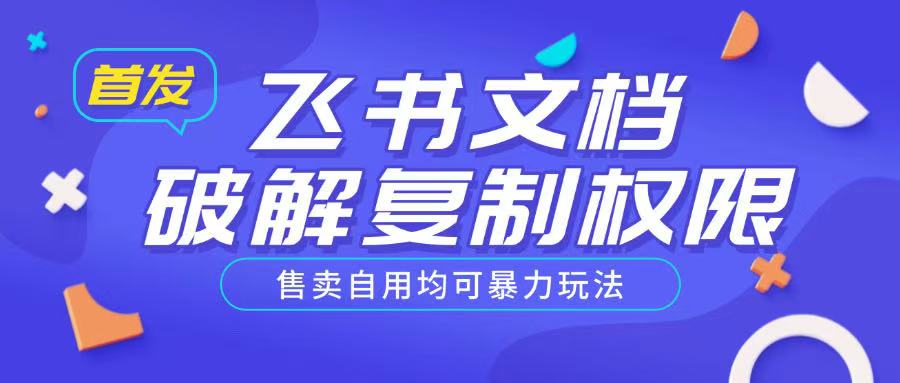 首发飞书文档破解复制权限，售卖自用均可暴力玩法_免费分享网络创业,副业,信息差项目的老牌资源整合平台！金铲子项目