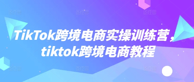 TikTok跨境电商实操训练营，tiktok跨境电商教程_免费分享网络创业,副业,信息差项目的老牌资源整合平台！金铲子项目