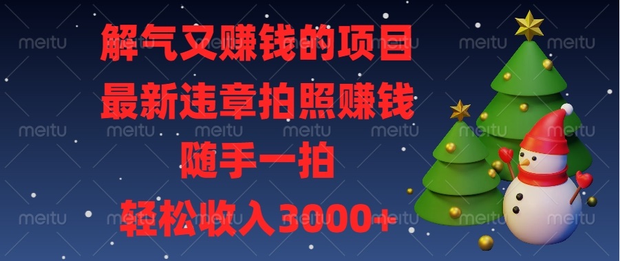 （13686期）解气又赚钱的项目，最新违章拍照赚钱，随手一拍，_免费分享网络创业,副业,信息差项目的老牌资源整合平台！金铲子项目