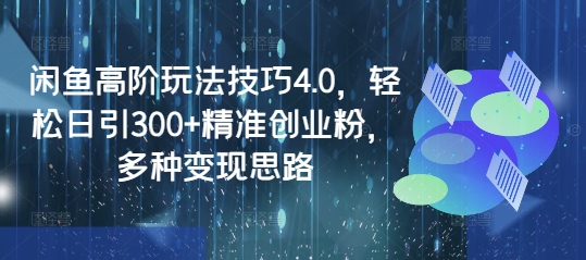 闲鱼高阶玩法技巧4.0，日引精准创业粉，多种思路_免费分享网络创业,副业,信息差项目的老牌资源整合平台！金铲子项目