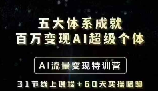 五大体系成就百万AI超级个体-AI流量特训营，一步一步教你一个人怎么百W_免费分享网络创业,副业,信息差项目的老牌资源整合平台！金铲子项目