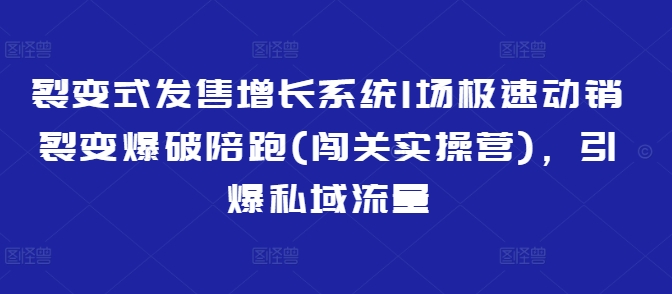 裂变式发售增长系统1场极速动销裂变爆破陪跑(闯关实操营)，引爆私域流量_免费分享网络创业,副业,信息差项目的老牌资源整合平台！金铲子项目