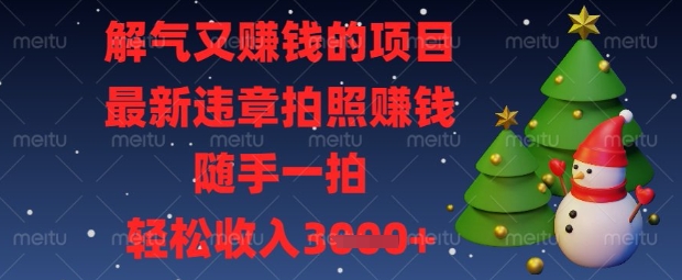 解气又挣钱的项目，最新违章拍照挣钱，随手一拍，数张_免费分享网络创业,副业,信息差项目的老牌资源整合平台！金铲子项目