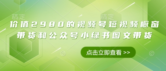 价值2980的视频号短视频橱窗带货和公众号小绿书图文带货_免费分享网络创业,副业,信息差项目的老牌资源整合平台！金铲子项目