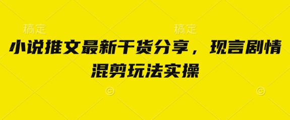 小说推文最新干货分享，现言剧情混剪玩法实操_免费分享网络创业,副业,信息差项目的老牌资源整合平台！金铲子项目