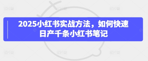 2025小红书实战方法，如何快速千条小红书笔记_免费分享网络创业,副业,信息差项目的老牌资源整合平台！金铲子项目