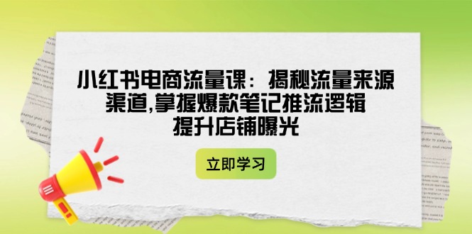 （14318期）小红书电商流量课：揭秘流量来源渠道,掌握爆款笔记推流逻辑,提升店铺曝光_免费分享网络创业,副业,信息差项目的老牌资源整合平台！金铲子项目
