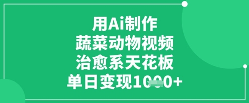 用Ai制作蔬菜动物视频，治愈系天花板，单日_免费分享网络创业,副业,信息差项目的老牌资源整合平台！金铲子项目