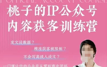 桃子IP公众号内容获客训练营(第3期)，一门让你公众号从0到商业闭环的课程_免费分享网络创业,副业,信息差项目的老牌资源整合平台！金铲子项目