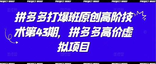 拼多多打爆班原创高阶技术第43期，拼多多高价虚拟项目_免费分享网络创业,副业,信息差项目的老牌资源整合平台！金铲子项目