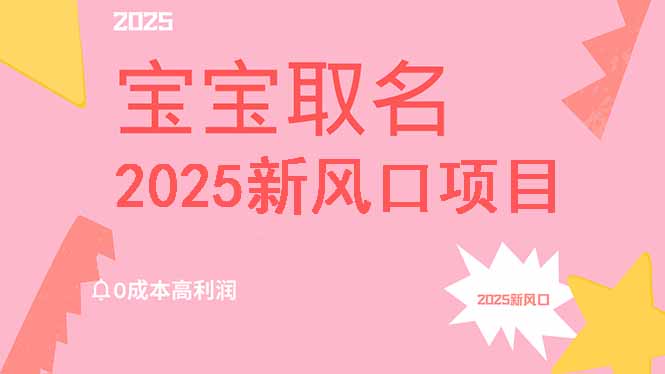 （14593期）2025新风口项目宝宝取名，高利润，附保姆级教程，不是梦_免费分享网络创业,副业,信息差项目的老牌资源整合平台！金铲子项目