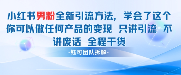 小红书男粉引流学会了这个很容易，不讲废话全程针对男人的打法全程干货_免费分享网络创业,副业,信息差项目的老牌资源整合平台！金铲子项目
