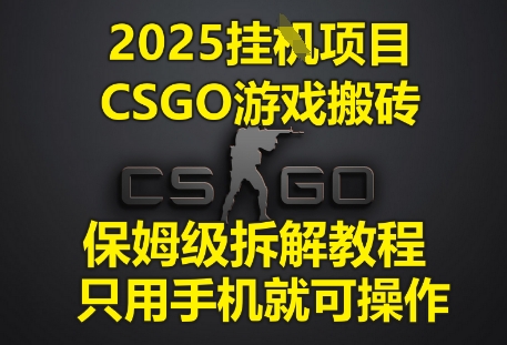 2025挂G项目，CSGO游戏搬砖，保姆级拆解教程，只用手机就可操作_免费分享网络创业,副业,信息差项目的老牌资源整合平台！金铲子项目