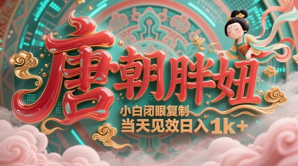 用AI克隆“唐朝胖妞”日更3条，平台疯狂推流，小白闭眼复制，见效，_免费分享网络创业,副业,信息差项目的老牌资源整合平台！金铲子项目