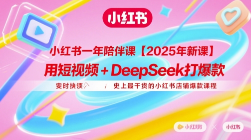 小红书一年陪伴课【2025年新课】，用短视频deepSeek打爆款，史上最干货的小红书店铺爆款课程_免费分享网络创业,副业,信息差项目的老牌资源整合平台！金铲子项目