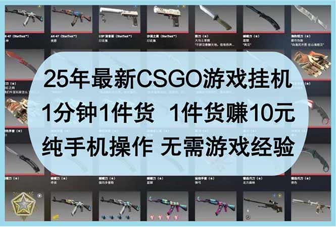 （14439期）25年最新CSGO游戏挂机，1分钟1件货，1件货赚10元纯手机操作无需游戏经验_免费分享网络创业,副业,信息差项目的老牌资源整合平台！金铲子项目