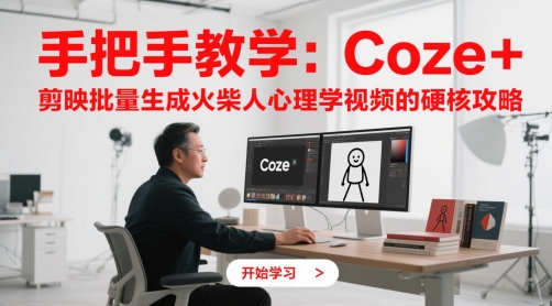 手把手教学：Coze剪映批量生成火柴人心理学视频的硬核攻略_免费分享网络创业,副业,信息差项目的老牌资源整合平台！金铲子项目