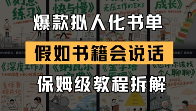 最新爆款拟人化书单玩法，假如书籍会说话，保姆级教程_免费分享网络创业,副业,信息差项目的老牌资源整合平台！金铲子项目