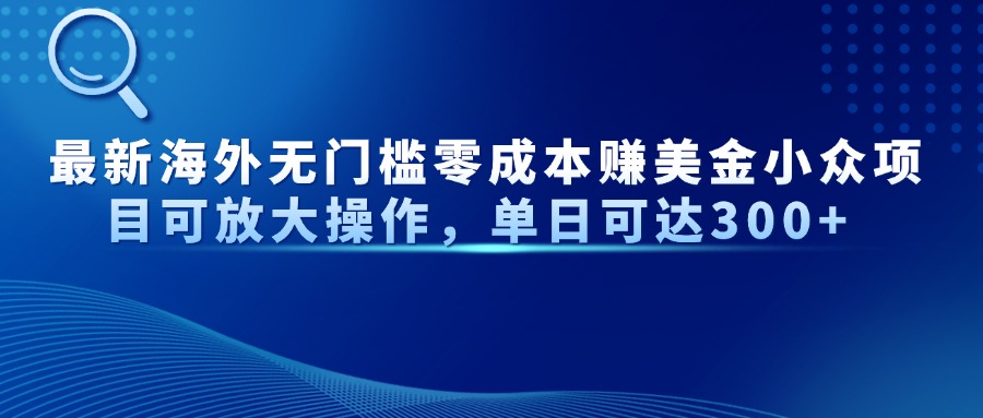 （14542期）最新海外无门槛赚美金小众项目可放大操作，单日可达_免费分享网络创业,副业,信息差项目的老牌资源整合平台！金铲子项目
