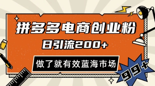 拼多多引流电商创业粉，日引，可矩阵放大，做了就有效_免费分享网络创业,副业,信息差项目的老牌资源整合平台！金铲子项目