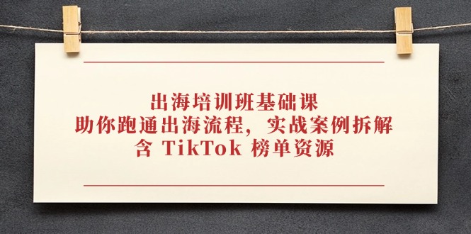 （14555期）出海培训班基础课，助你跑通出海流程，实战案例拆解，含TikTok榜单资源_免费分享网络创业,副业,信息差项目的老牌资源整合平台！金铲子项目