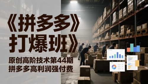 《拼多多打爆班》原创高阶技术第44期，拼多多高利润强付费_免费分享网络创业,副业,信息差项目的老牌资源整合平台！金铲子项目