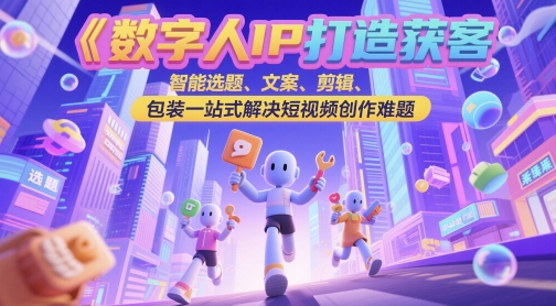 数字人IP打造获客实操课，智能选题、文案、剪辑、包装一站式解决短视频创作难题_免费分享网络创业,副业,信息差项目的老牌资源整合平台！金铲子项目