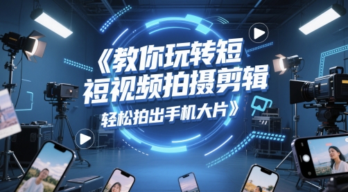 教你玩转短视频拍摄剪辑，拍出手机大片_免费分享网络创业,副业,信息差项目的老牌资源整合平台！金铲子项目