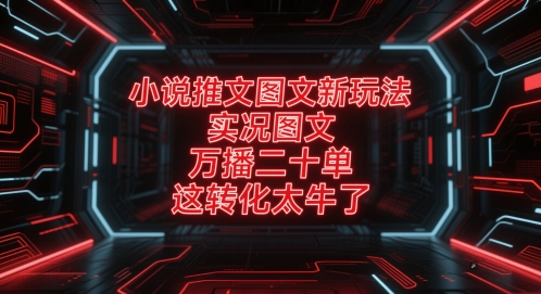 小说推文图文新玩法，实况图文，万播二十单，这转化太牛了_免费分享网络创业,副业,信息差项目的老牌资源整合平台！金铲子项目