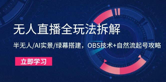 （14684期）无人直播全玩法拆解：半无人/AI实景/绿幕搭建，OBS技术自然流起号攻略_免费分享网络创业,副业,信息差项目的老牌资源整合平台！金铲子项目